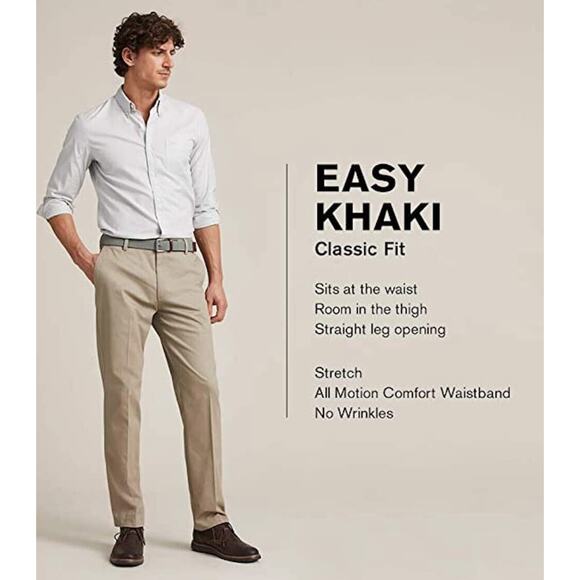 Dockers Men's Easy Khaki D3 Classic Fit Pants Dark Pebble 36 x 34 NWT - Picture 4 of 4